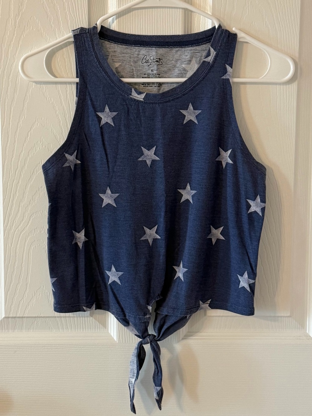 City Streets Navy Star Scoop Neck Tie Front Tank XS